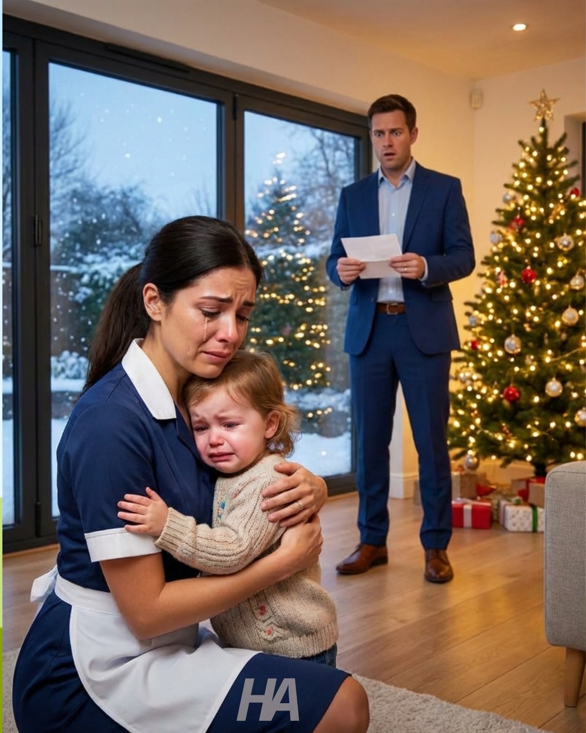 ZWOLNILI CIĘ W WIGILIĘ… POTEM CICHY MAŁY DZIEWCZYNKA POWIEDZIAŁA JEDNO SŁOWO, KTÓRE ZŁAMAŁO LODY JEGO OJCA 🎄😭