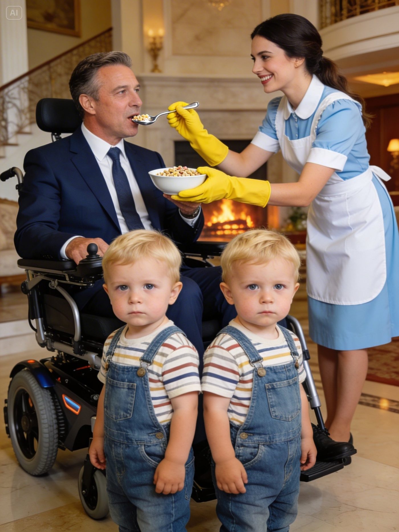 Żadna służąca nie wytrzymała dnia z niepełnosprawnym miliarderem i jego bliźniakami… dopóki nowa służąca tego nie zrobiła”