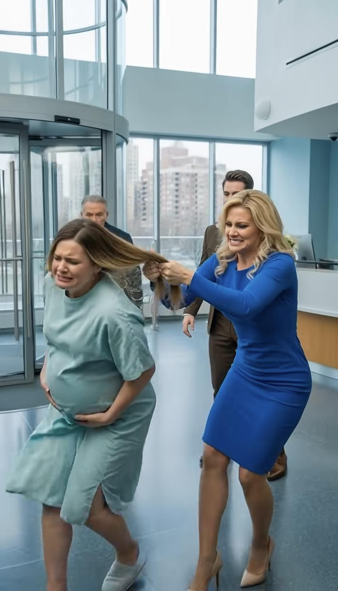 Leżałam w szpitalnym łóżku, trzymając się za spuchnięty brzuch, gdy ona wpadła do pokoju – kochanka mojego męża, z nienawiścią płonącą w oczach.