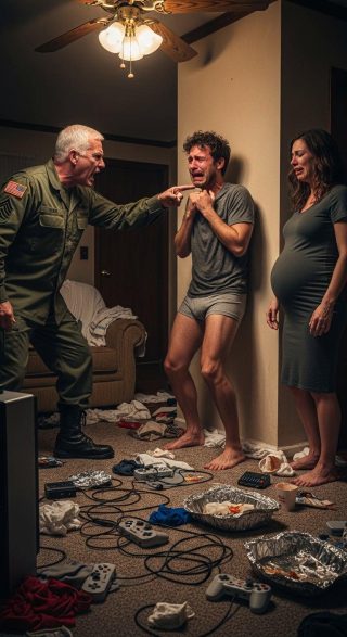 Nigdy nie powiedziałem zięciowi, że jestem najbardziej przerażającym sierżantem w historii piechoty morskiej. Zmuszał moją ciężarną córkę do szorowania podłóg, podczas gdy on grał w gry wideo. „Nie trafisz w żadne miejsce, to nie jesz” – zadrwił. Nie mogłem już tego znieść. Kopnąłem kabel zasilający, wyłączając mu grę. Podskoczył wściekły. „Ty stary, szalony głupcze!” Zanim zdążył mrugnąć, przycisnąłem go za gardło do ściany, z nogami zwisającymi z podłogi. „Słuchaj uważnie, robaku” – warknąłem. „Rozpoczyna się obóz szkoleniowy”.