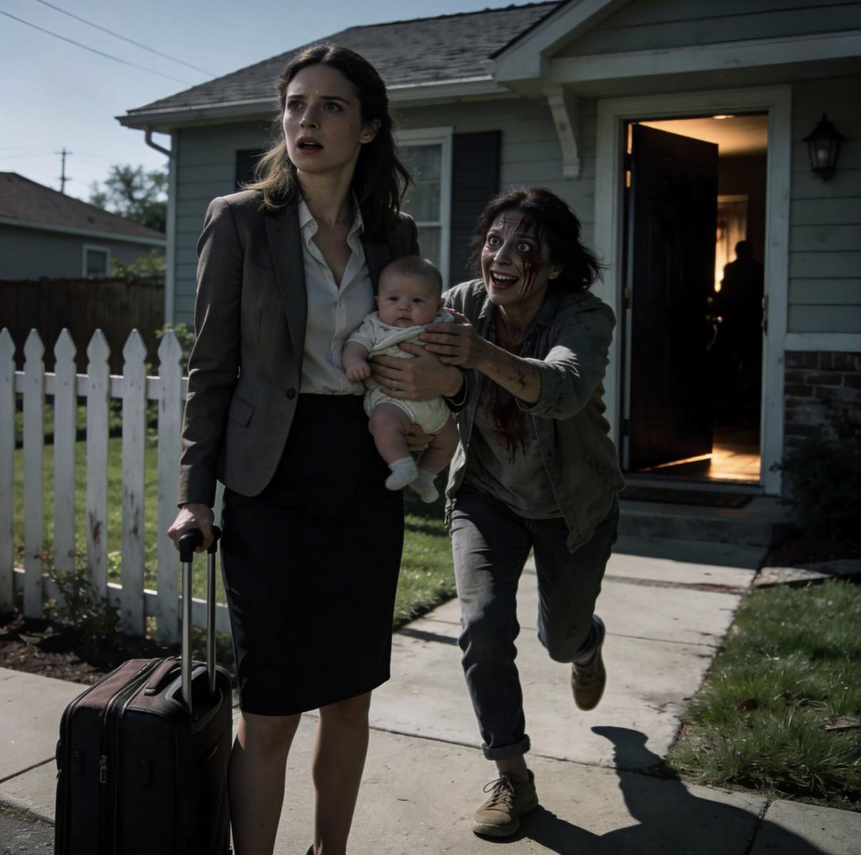 Powitał mnie mój sąsiad, który podbiegł do mnie, gdy wróciłem z podróży służbowej.