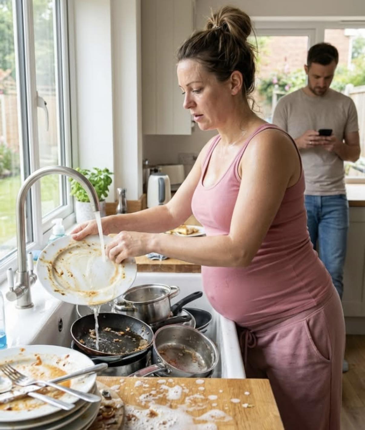 Kiedy zobaczyłem moją będącą w ósmym miesiącu ciąży żonę zmywającą naczynia samotnie o dziesiątej wieczorem, zadzwoniłem do moich trzech sióstr i powiedziałem coś, co pozostawiło wszystkie bez słowa.