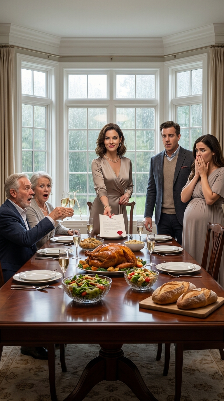 Podczas rodzinnego obiadu moja siostra oznajmiła, że ​​jest w ciąży z moim mężem. Rodzice otworzyli szampana, mówiąc mi, żebym „odsunęła się dla dobra dziecka”. Mąż podał mi spakowane torby. Nie krzyczałam. Po prostu wręczyłam im dokument prawny. Myśleli, że mój zmarły dziadek zapisał majątek mojemu ojcu. Nie zrobił tego. Zostawił mi dom wart 5 milionów dolarów. „Macie wszyscy 24 godziny, żeby opuścić moją posesję” – uśmiechnęłam się.