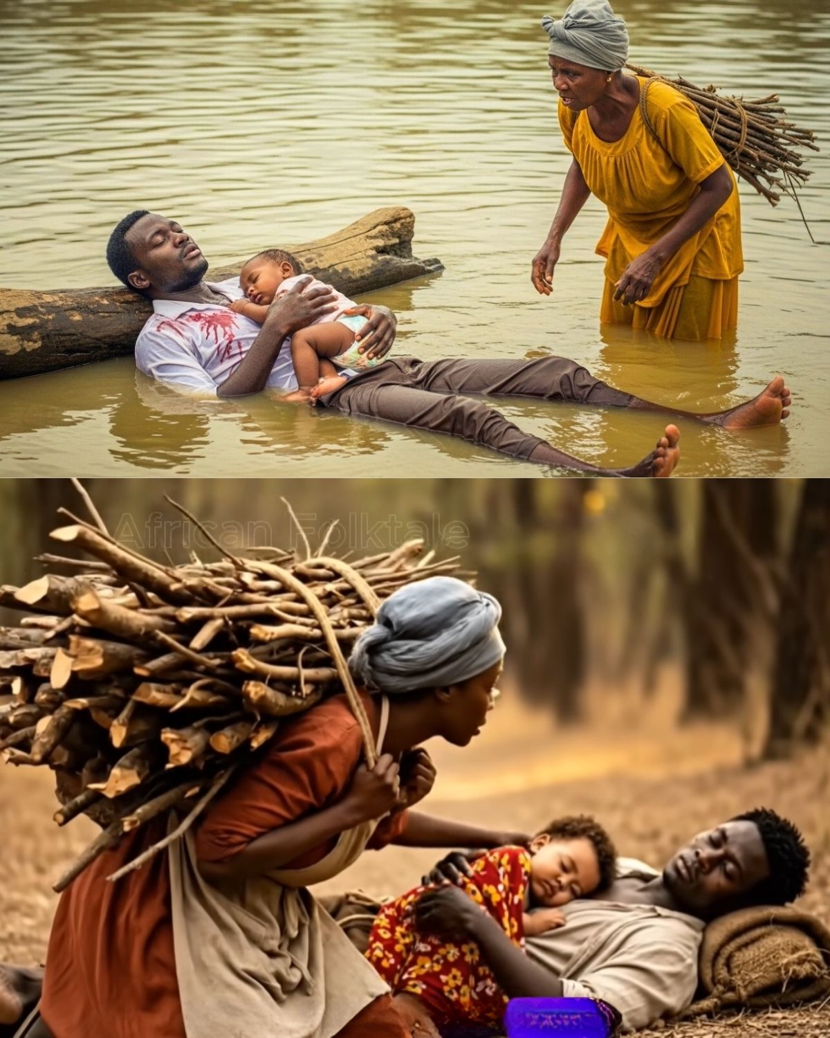 Wdowa niosła drewno na opał… aż zobaczyła mężczyznę leżącego z dzieckiem na rękach