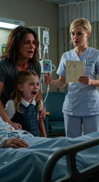 Mój mąż był w szpitalu. Córka wepchnęła mnie do szafy, szepcząc: „Mamo, schowaj się!”. Chwilę później do pokoju mojego męża weszła obca kobieta w fartuchu pielęgniarskim i go pocałowała. „Jestem jego żoną” – powiedziała mojej córce. Moje życie legło w gruzach. Był bigamistą. Ale gdy miałam go zostawić na zawsze, przyjechała policja.