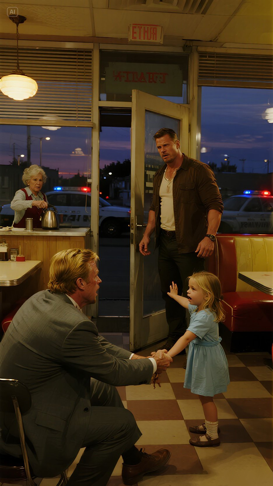 Trzyletnia dziewczynka potajemnie nadała sygnał S.O.S. w barze. Żołnierz to zauważył i udawał, że częstuje ją słodyczami. Reakcją jej „ojca” był szybki, brutalny policzek. „Ma alergię” – warknął. Żołnierz wezwał policję, ale kiedy ta przyjechała na miejsce, mężczyzna miał przy sobie oficjalny dokument potwierdzający, że jest jej ojcem. Wtedy dziewczynka wyszeptała cztery słowa, które zmroziły szeryfowi krew w żyłach…