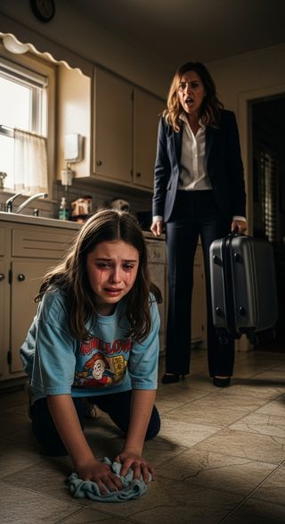 Wracając z podróży służbowej wcześniej niż się spodziewałam, zastałam moją 9-letnią córkę samą w domu, zmuszoną do sprzątania podłogi w kuchni „za karę”. W międzyczasie moi teściowie zabrali swoją „prawdziwą” wnuczkę do parku rozrywki. Zachowałam spokój. Nie podniosłam głosu. Po prostu działałam. Następnego ranka mój telefon pękał w szwach od telefonów.