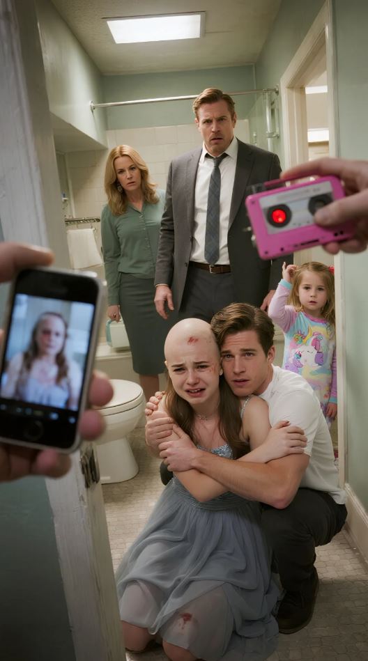 Moja ośmioletnia córka ogoliła głowę mojej córki na kilka godzin przed balem maturalnym. Byłam wściekła, dopóki nie wskazała na chłopaka i nie powiedziała: „On ją krzywdzi”. Potem podniosła zabawkowy magnetofon i wcisnęła play. Jego głos wypełnił pokój, szczegółowo opisując plan na bal maturalny. Mój mąż zablokował drzwi, ale chłopak tylko uśmiechnął się do niego i powiedział: „Naprawdę nie chce pan tego robić, panie Adams… i wie pan dlaczego”.