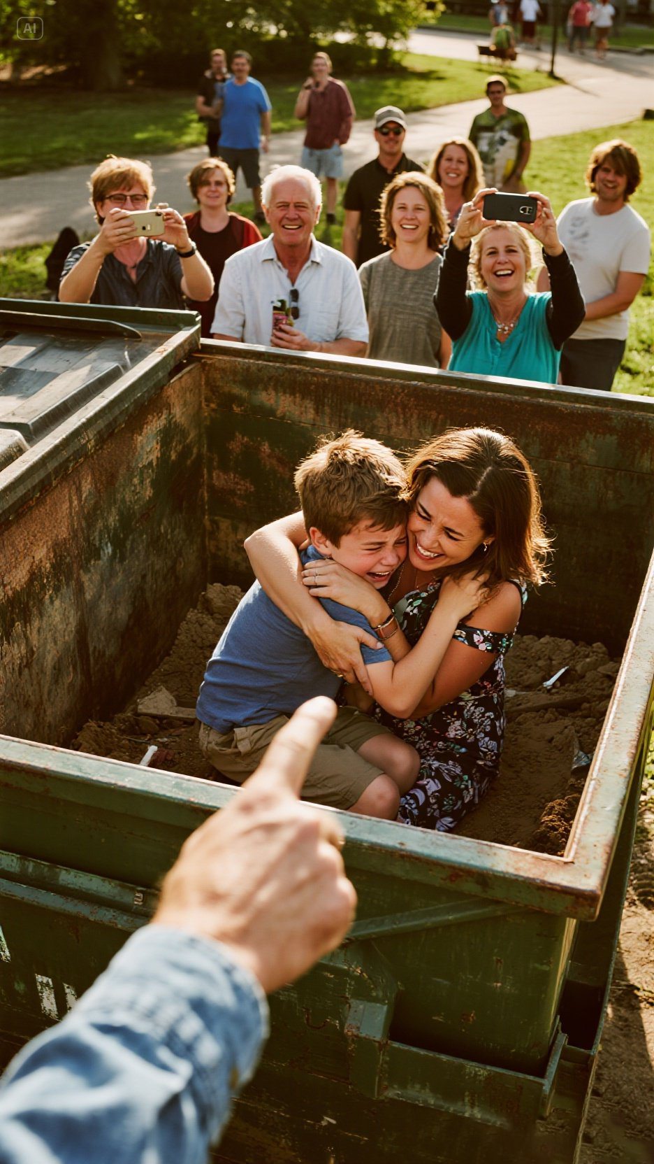 Moi rodzice wrzucili mnie i syna do śmietnika. „Tutaj jest wasze miejsce” – powiedział ojciec do tłumu. Mama tylko się roześmiała. „To teraz wasz dom”. Mój pięcioletni synek zaczął płakać. „Mamo… czy jesteśmy śmieciami?” – zapytał. Nie mogłam wydusić z siebie ani słowa. Po prostu go tuliłam. Ale oni nie byli gotowi na to, co stało się później.