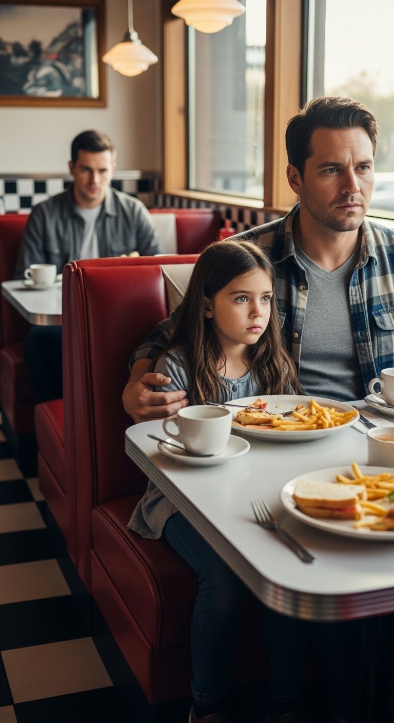 Żołnierz jadł lunch, gdy zauważył małą dziewczynkę przy stoliku naprzeciwko, która co chwila upuszczała widelec. Zdał sobie sprawę, że nadaje sygnał S.O.S. w kodzie Morse’a. Udając, że nawiązuje rozmowę, odkrył, że „ojciec” zmuszał dziewczynkę do przemytu kontrabandy.