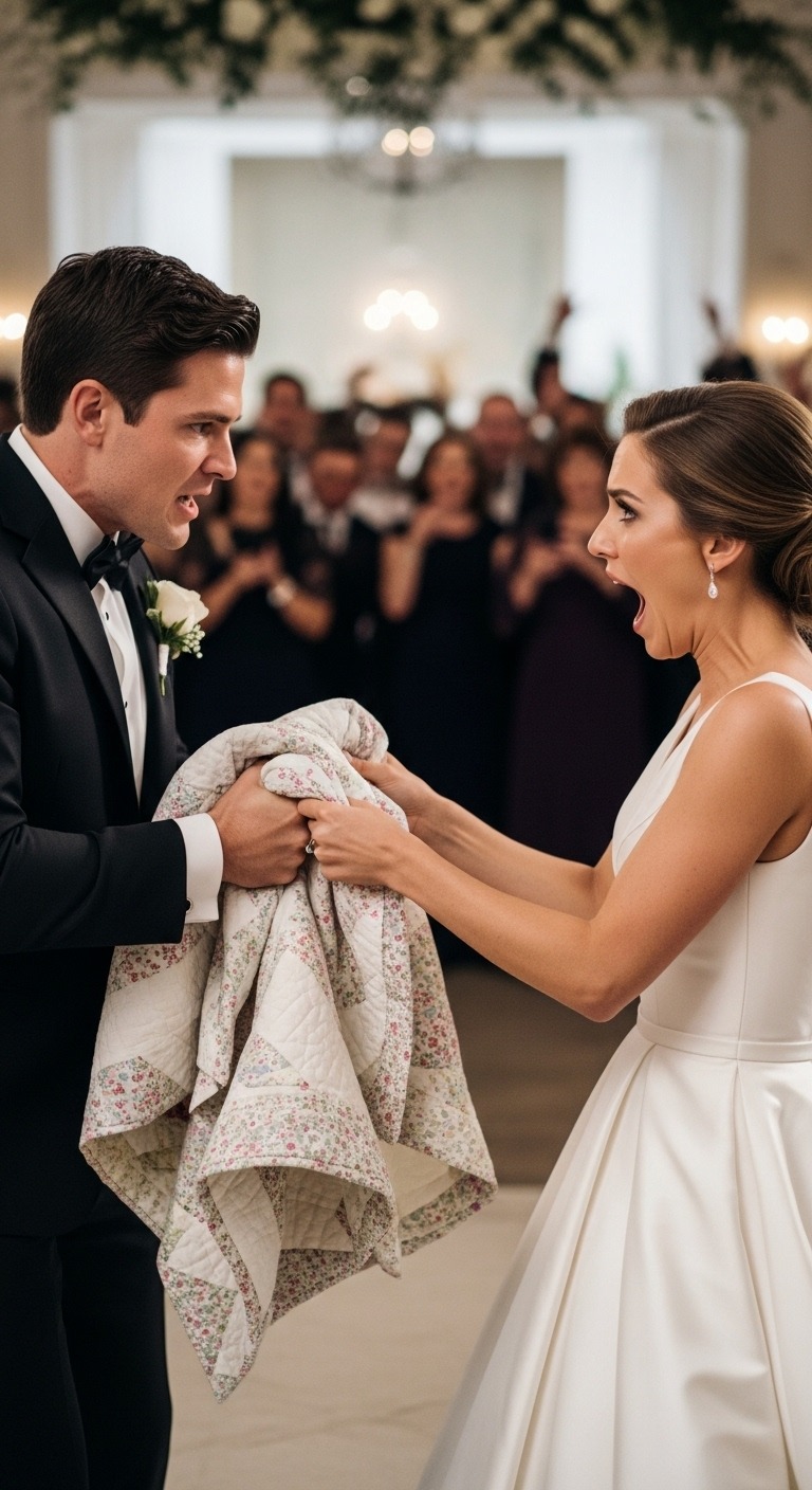 Na wystawnym weselu mojego wnuka panna młoda podniosła kołdrę, którą uszyłam, i wybuchnęła śmiechem przed 400 gośćmi, mówiąc, że schowa ją w piwnicy. Nie miała pojęcia, że ​​to, co zrobił mój wnuk, nie tylko zakończyło wesele – kosztowało ją to cały rodzinny majątek.