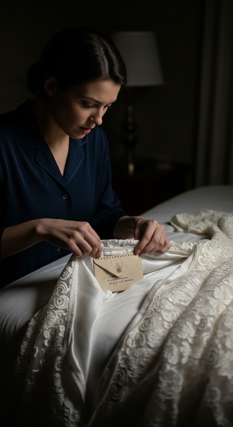 20 lat po tym, jak moja matka zniknęła w dniu swojego ślubu, znalazłam jej suknię ślubną na wyprzedaży garażowej. Kupiłam ją. Kiedy wróciłam do domu i dotknęłam podszewki, znalazłam sekretny przedmiot wszyty w brzeg.