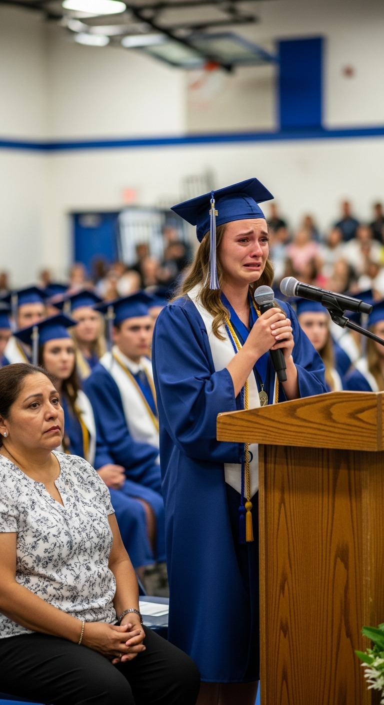 Matka zarabiała na życie, zbierając śmieci. Przez 12 lat jej córka spotykała się z odrzuceniem w szkole. Ale na zakończenie roku szkolnego powiedziała jedno zdanie, które sprawiło, że cała sala w milczeniu zerwała się z miejsc.