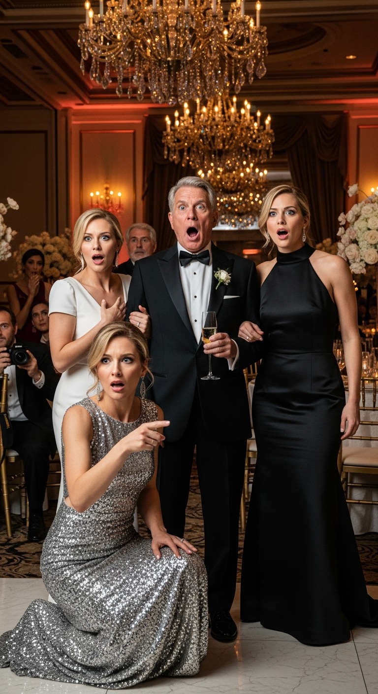 „Ona jest tylko nieślubnym dzieckiem” – oznajmił mój ojciec gościom weselnym, dumnie obejmując ramieniem swoją nową żonę i ich tak zwaną *prawdziwą córkę*. Śmiech przetoczył się przez tłum, gdy stałem jak sparaliżowany na końcu sali. Ale wtedy jego córka – ta, którą wybrał – odwróciła się, wpatrując się we mnie. Jej twarz zbladła. „O mój Boże” – wyszeptała, drżąc. „Ona jest moja…”