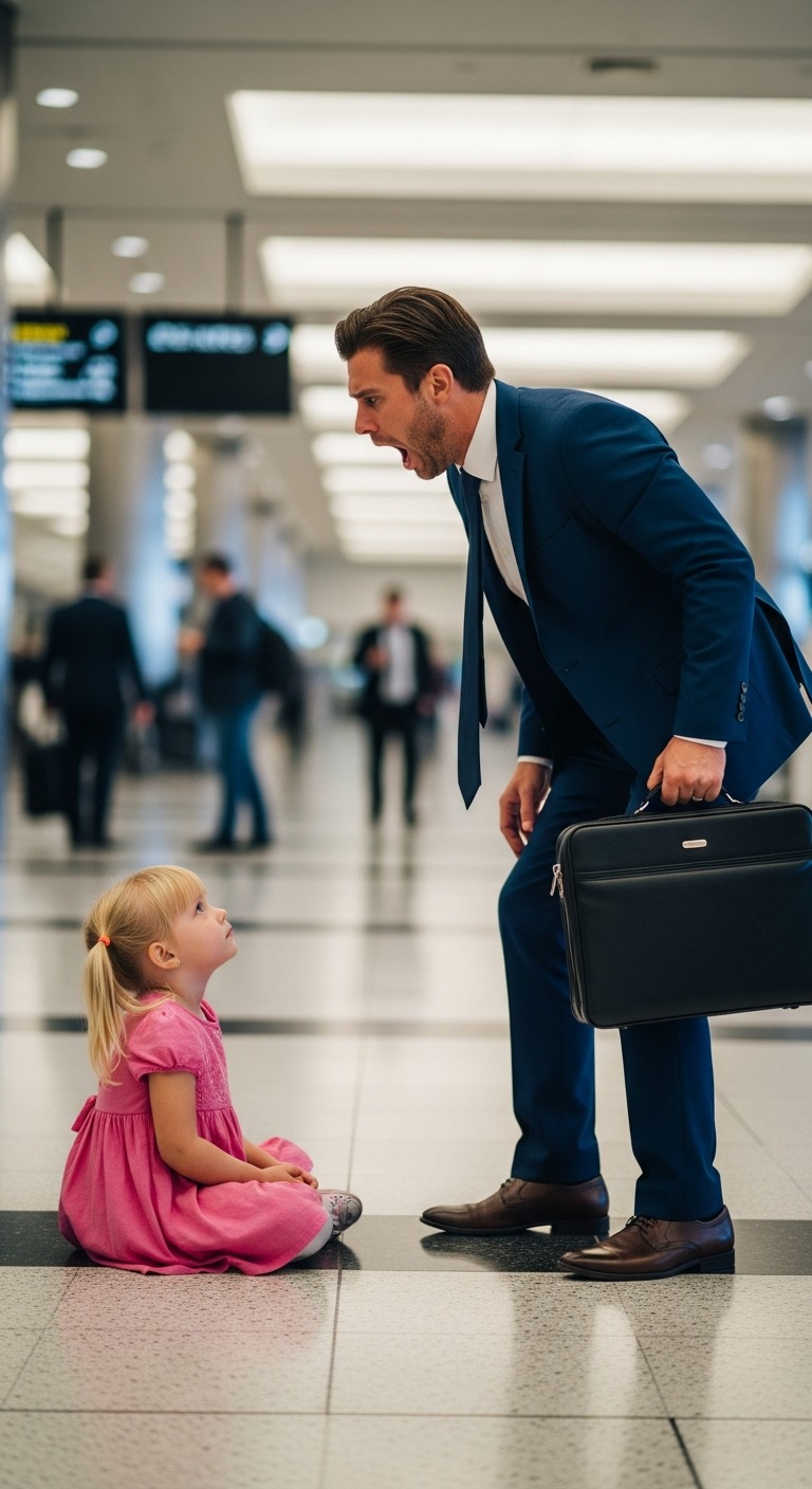 Pędząc w stronę swojego samolotu, mężczyzna potknął się o małą dziewczynkę siedzącą przy bramce. „Patrz, gdzie siedzisz!” – warknął. Dziewczynka podniosła wzrok, uśmiechając się delikatnie. „Ten bilet, który kupiła ci żona… nie leć tym samolotem. Wracaj do domu. Coś na ciebie czeka”.
