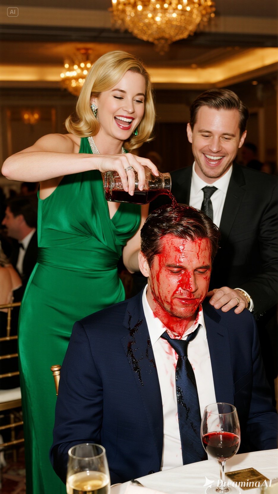 Prezes i jego żona szydzili z cichego mężczyzny w prostym garniturze. Aby go upokorzyć, oblali go czerwonym winem na oczach wszystkich. „Znaj swoje miejsce” – wyszeptała. Uśmiechnął się tylko, wyszedł i wykonał telefon. A potem ich 800-milionowe imperium zaczęło się walić.