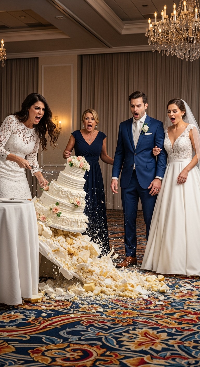 W dniu mojego ślubu moja siostra zrobiła scenę – rzuciła szampanem, roztrzaskała mój tort i krzyknęła: „Oto, co dostajesz za udawanie, że jesteś lepsza!”. Mama ją przytuliła: „Po prostu musi się wygadać”. Nic nie powiedziałem. Tego wieczoru zrobiłem to, czego nikt się nie spodziewał – wycofałem jej kaucję za studia. Zamroziłem umowę najmu z podpisanym przez współpodpisującego. Ale o 8:40 rano usłyszeli prawdziwą nowinę…