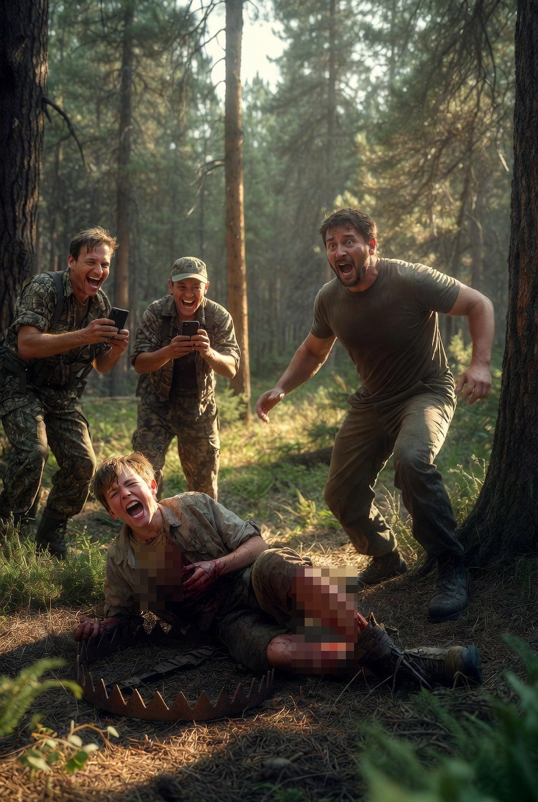 Podczas polowania kuzyni mojego zięcia złapali mojego syna w starą pułapkę na niedźwiedzie „dla zabawy”. Jego noga obficie krwawiła, krzyczał z bólu. Filmowali i śmiali się: „Bądź mężczyzną! Zostaw go na godzinę, żeby się zahartował”. Cicho zawołałem: „Przeszukaj ten las”. Dziesięć minut później myśliwych otoczyły helikoptery i pojazdy opancerzone.