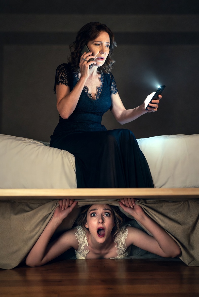 W noc poślubną schowałam się pod łóżkiem, żeby podrażnić mojego nowego męża – ale ktoś inny wszedł do pokoju i włączył głośnomówiący w telefonie. To, co usłyszałam, sprawiło, że serce mi stanęło.