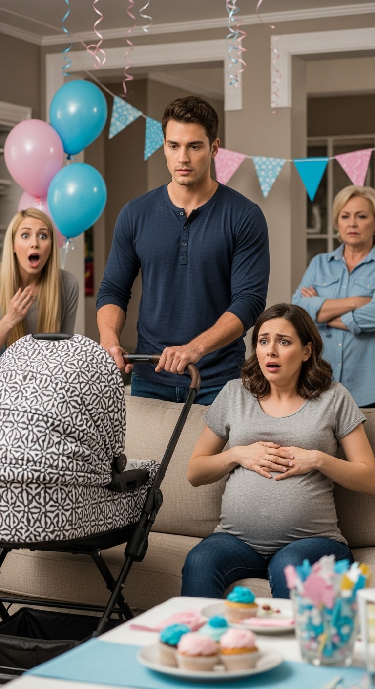 Na moim baby shower siostra wręczyła mi zepsuty wózek. „Pasuje do jej życia” – zaśmiała się. „Samotna i rozpadająca się”. Mama uśmiechnęła się złośliwie, dodając: „Ma szczęście, że w ogóle została zaproszona”. Milczałam. Ale kiedy mój mąż nacisnął ukryty przycisk na wózku, w całym pokoju zapadła cisza…