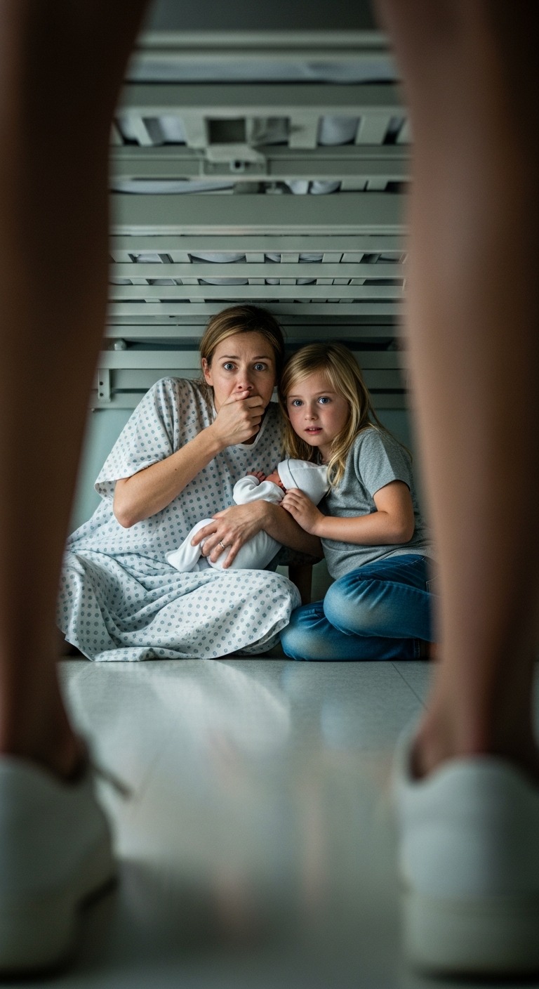 Właśnie urodziłam, kiedy moja ośmioletnia córka przyszła mnie odwiedzić. Cicho zasunęła zasłonę i wyszeptała: „Mamo, wejdź pod łóżko. Natychmiast”. Wpełzłyśmy razem pod łóżko, wstrzymując oddech. Nagle usłyszałyśmy kroki i delikatnie zakryła mi usta.