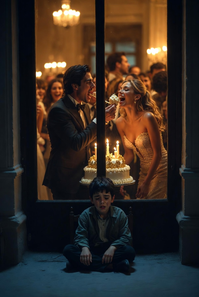 „Tata jadł z nią ciasto, a ja musiałam patrzeć” – wyszeptał mój wygłodniały siedmiolatek. „Kazał mi stać na balkonie, bo nie miałam prezentu”. Pojechałam prosto na jego przyjęcie, roztrzaskałam mu tort o twarz i chwyciłam mikrofon. „Zapłaciłam za to ciasto! A to BMW, którym się chwalisz? Jest moje. Zabieram je z powrotem”. Odwróciłam się, żeby wyjść, ale wtedy jego szef wstał i powiedział…