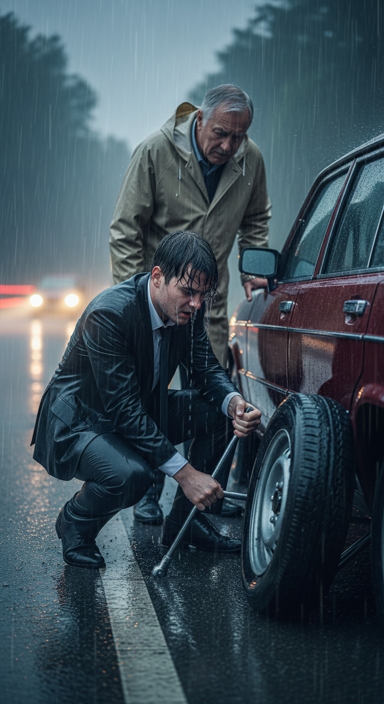 Pomogłem starszej parze na autostradzie – tydzień później moja mama krzyknęła, żebym włączył telewizor