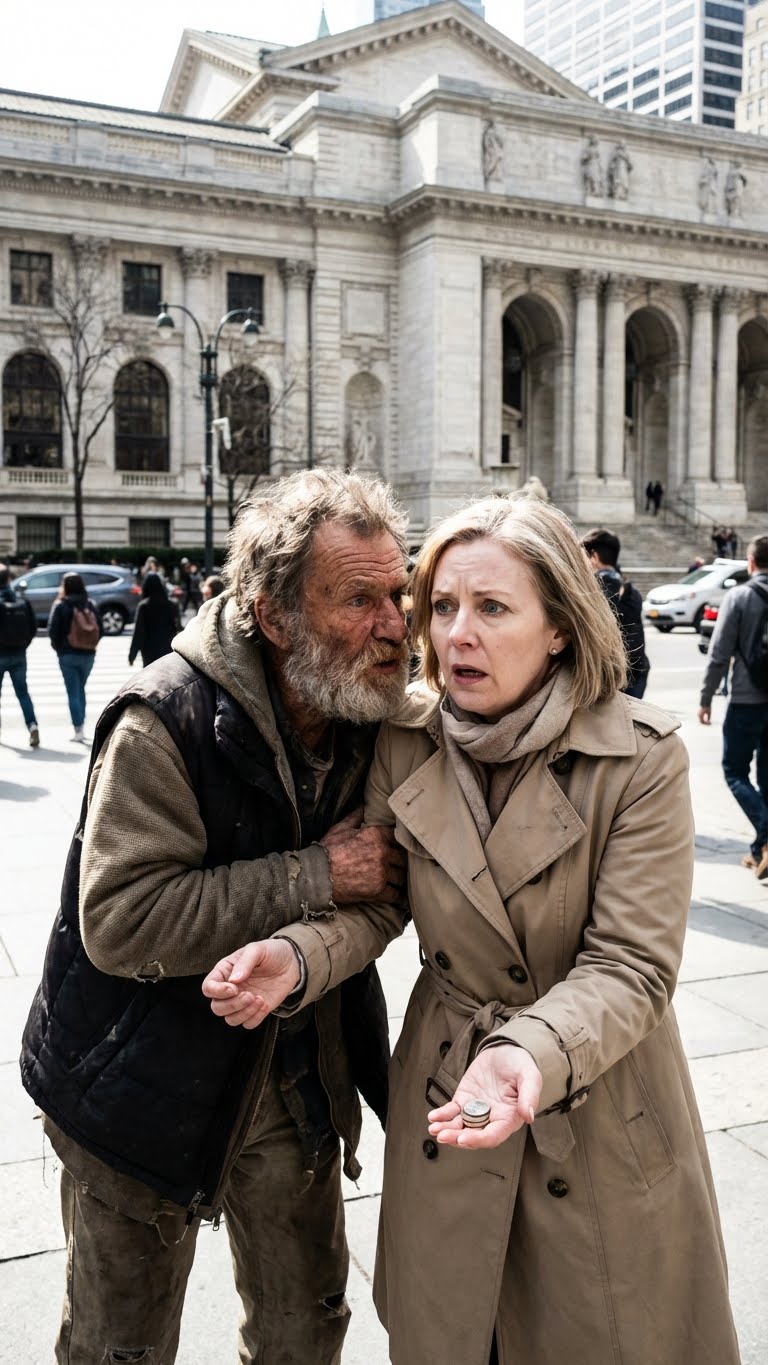 Po śmierci męża dostałam nową pracę i każdego dnia zostawiałam trochę pieniędzy starszemu bezdomnemu, który siedział przed biblioteką. Pewnego dnia, kiedy znów się schyliłam, nagle złapał mnie za ramię i powiedział: „Byłaś dla mnie taka dobra. Nie wracaj dziś do domu. Zatrzymaj się w hotelu. Jutro ci pokażę”.