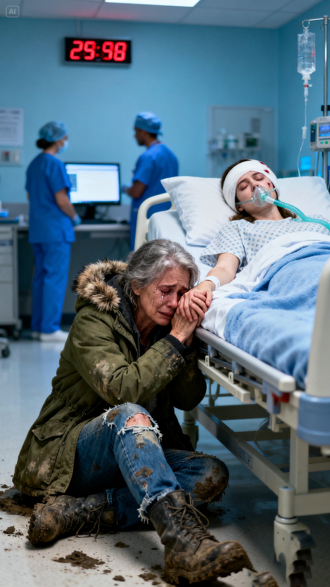 Telefon krzyknął o 4:45 rano. To był mój zięć, a jego głos ociekał pogardą. „Ona jest teraz twoim problemem. Przyjedź po nią na komisariat”. Znalazłem ją zgarbioną na zimnej ławce, z twarzą niczym maska ​​fioletowych siniaków i połamanych kości. Ostatnim tchnieniem krzyknęła: „Mamo… nie przestawali”. Monitor pracy serca przestał bić, a coś we mnie pękło – nie w smutek, ale w lód. Spakowałem swoje rzeczy i pojechałem do domu, który kiedyś nazywała domem. Myśleli, że są bezpieczni za zamkniętymi drzwiami. Zapomnieli, że wciąż mam zapasowy klucz. Wsunąłem go do zamka, bezszelestnie przekręciłem i wyszedłem na ciemny korytarz, gdzie spali.