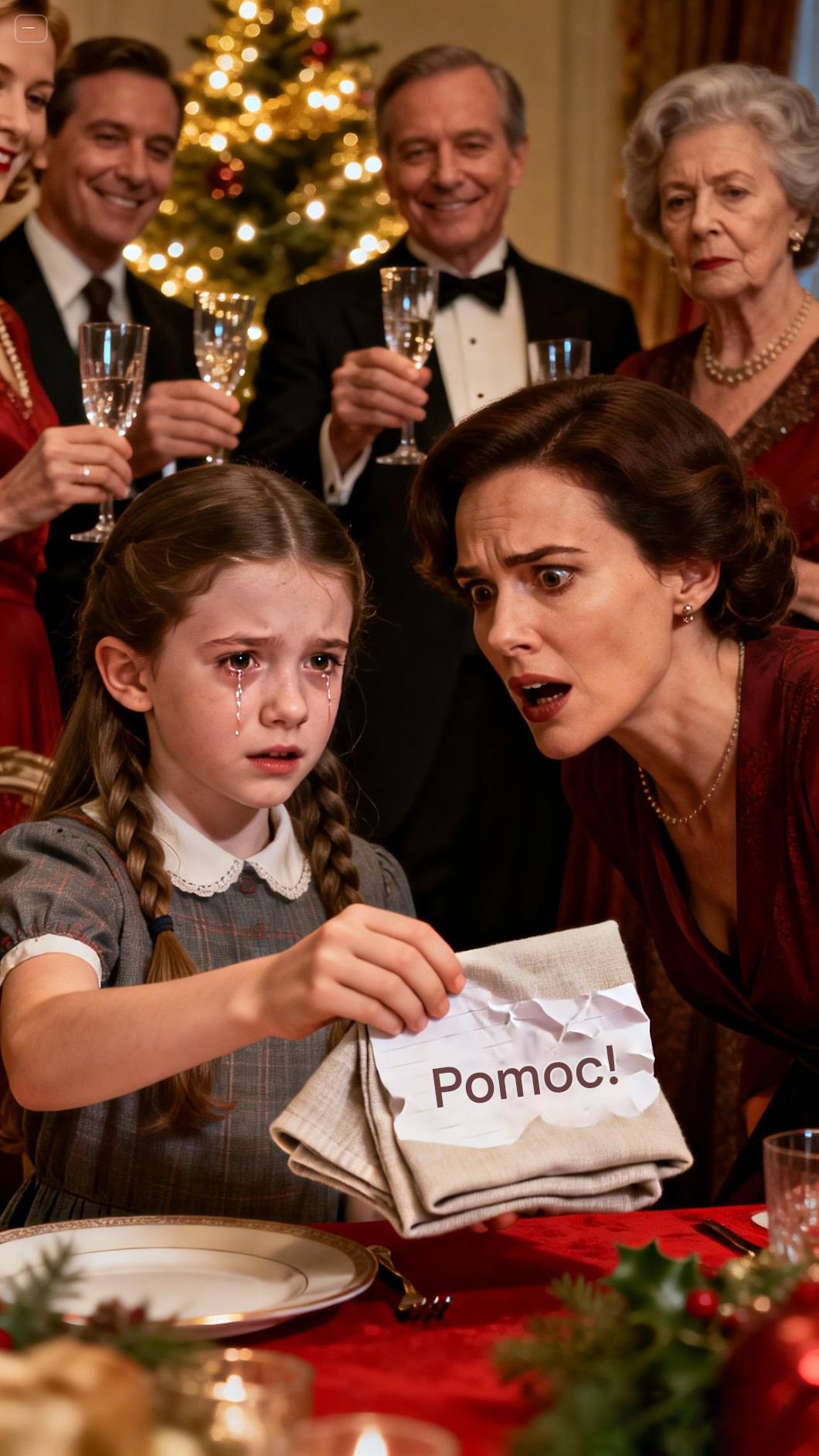 W Wigilię zebrali się nasi krewni, a stół był pełen jedzenia, ale moja córka siedziała w milczeniu, nawet nie sięgając po widelec. „Co się stało?” – zapytałem, ale delikatnie pokręciła głową. Potem uniosła serwetkę, którą trzymała na kolanach. Pod spodem znajdowała się karteczka z jednym słowem: „Pomocy”.