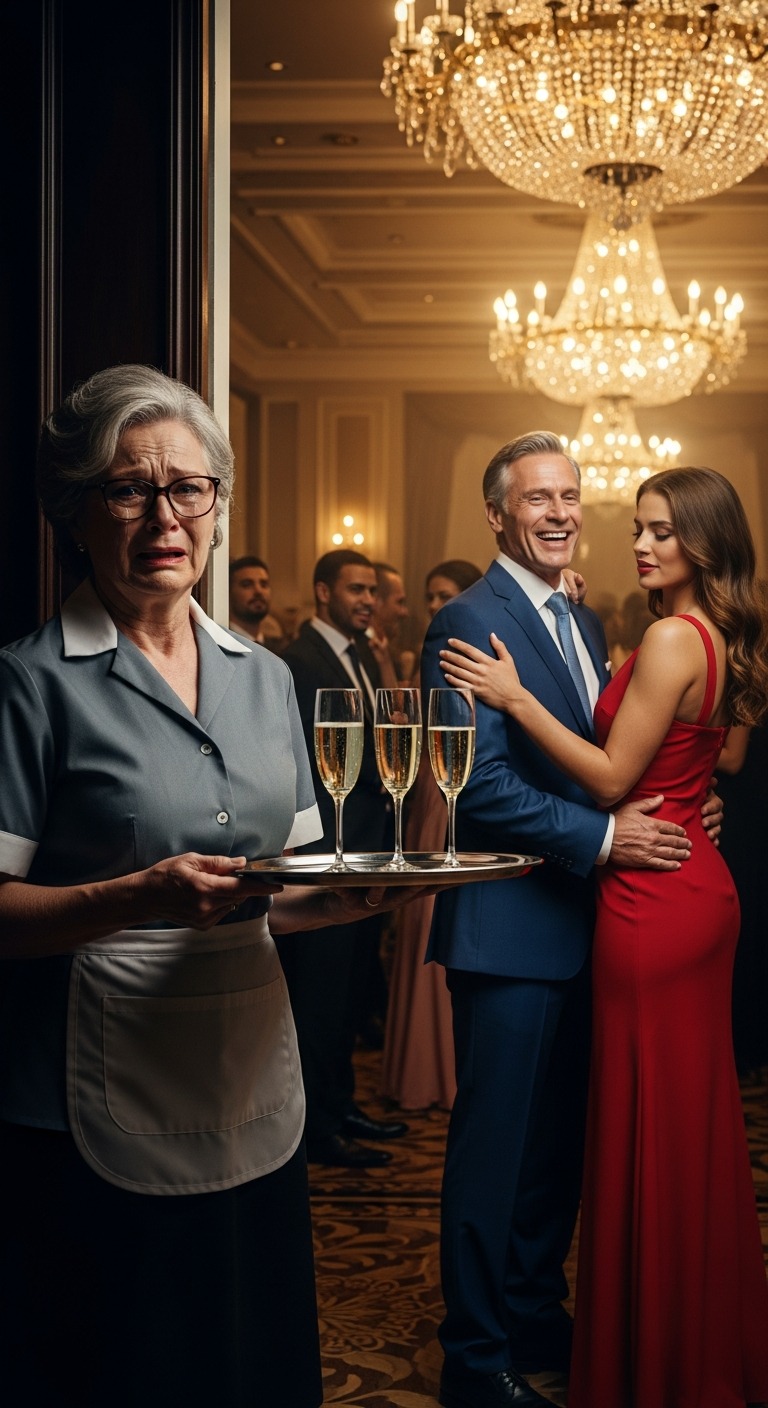 Przebrałam się za kelnerkę na przyjęciu emerytalnym mojego męża. Powiedział mi, że współmałżonkowie nie są zaproszeni, ale usłyszałam, jak kolega mówi: „On ciągle gada o swojej żonie!”. Kiedy spojrzałam na męża, zobaczyłam młodą kobietę z ręką na jego ramieniu. To, co odkryłam później, zmieniło wszystko.