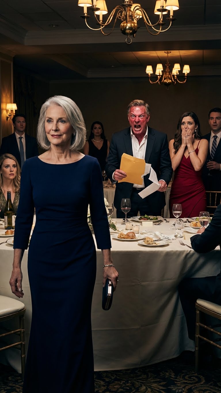 Podczas kolacji weselnej mojego syna, mój mąż oznajmił: „To nasz koniec. Znalazłem kogoś nowego”. Jego dziewczyna siedziała naprzeciwko mnie z uśmiechem. Wszyscy zamarli. Nachyliłam się i powiedziałam: „Dzięki za cynk”. Zanim wyszłam, wsunęłam mu kopertę. To, co zobaczył w środku, sprawiło, że krzyknął…