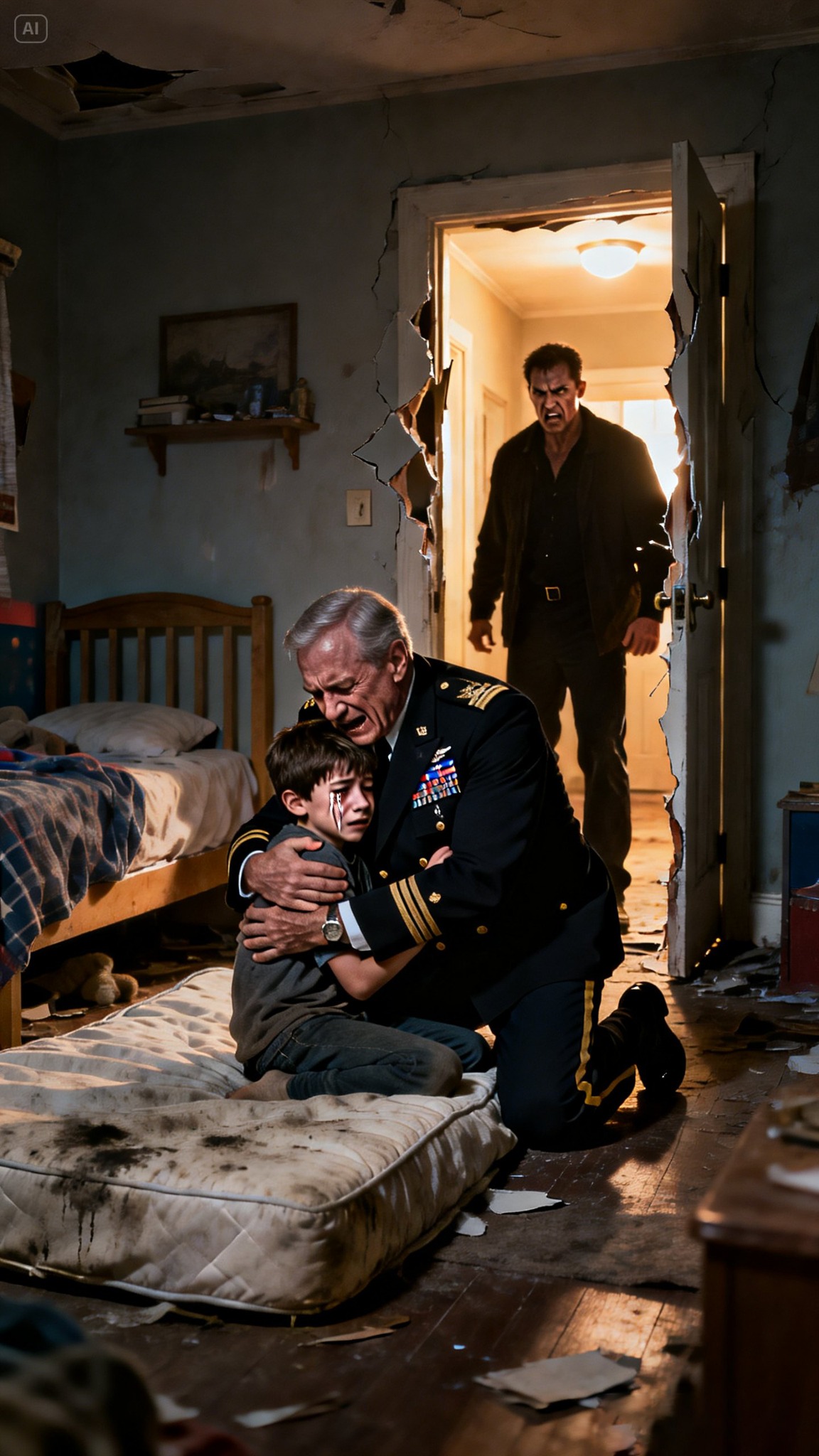 Telefon od mojego 10-letniego wnuka składał się z zaledwie trzech słów: „Pomocy, dziadku”. Potem połączenie się urwało. Kiedy dobijałem się do drzwi, jego ojczym uśmiechnął się złośliwie i powiedział: „Śpi. Nie przeszkadzaj mu”. Nie pytałem o pozwolenie, tylko wyważyłem drzwi kopniakiem. Widząc stan pokoju – i wyraz oczu mojego wnuka – zdałem sobie sprawę, że to nie spór rodzinny. To sytuacja z zakładnikiem w jego własnym domu. Myśleli, że mogą zastraszyć starego człowieka. Zapomnieli, że zanim zostałem dziadkiem, byłem żołnierzem i miałem właśnie wypowiedzieć wojnę.