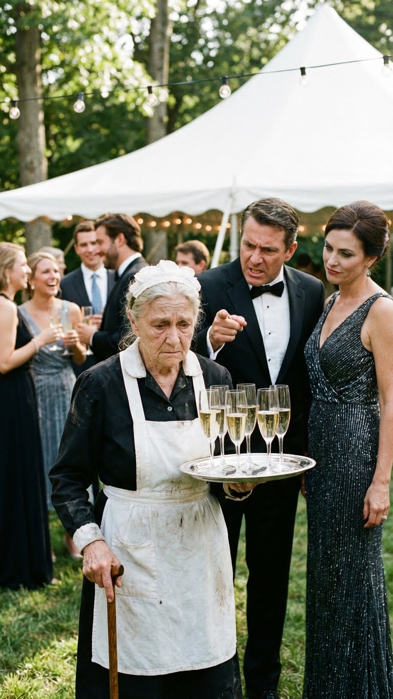 Wróciłem do domu po 12 latach i zastałem żonę kulejącą w uniformie pokojówki, serwującą drinki w rezydencji, którą jej kupiłem – podczas gdy mój syn i jego nowa żona pstrykali na nią palcami, jakby była nikim. Nie wszedłem do środka. Wróciłem do samochodu, wybrałem jeden numer z telefonu jednorazowego i następnego ranka każde konto, każdy dokument, każda tajemnica w tym domu już do nich nie należała.