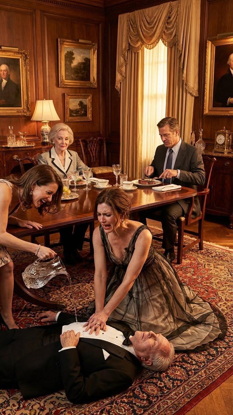 Nigdy nie powiedziałem teściom, że jestem nowo mianowanym dyrektorem szpitala. Dla nich byłem po prostu „nieudaną pielęgniarką”, która wyszła za mąż za ich syna dla pieniędzy. Kiedy mój ojciec miał rozległy zawał serca podczas kolacji, moja teściowa kopnęła go, gdy leżał na podłodze, śmiejąc się: „Przestań udawać, staruszku, nie płacimy za karetkę”. Sprawdziłem jego puls — słabł. Wtedy mój szwagier wylał mu na twarz lodowatą wodę, szydząc: „Obudź się, śmieciu”. Nie krzyczałem. Po prostu wcisnąłem przycisk alarmu priorytetowego w telefonie. Gdy ryk mojego prywatnego helikoptera medycznego zatrzęsł oknami, ich zadowolone uśmiechy natychmiast zniknęły. Nie zamierzałem dzwonić na policję. Zamierzałem utrzymać ich przy życiu na tyle długo, by każdy ich oddech zamienił się w koszmar.