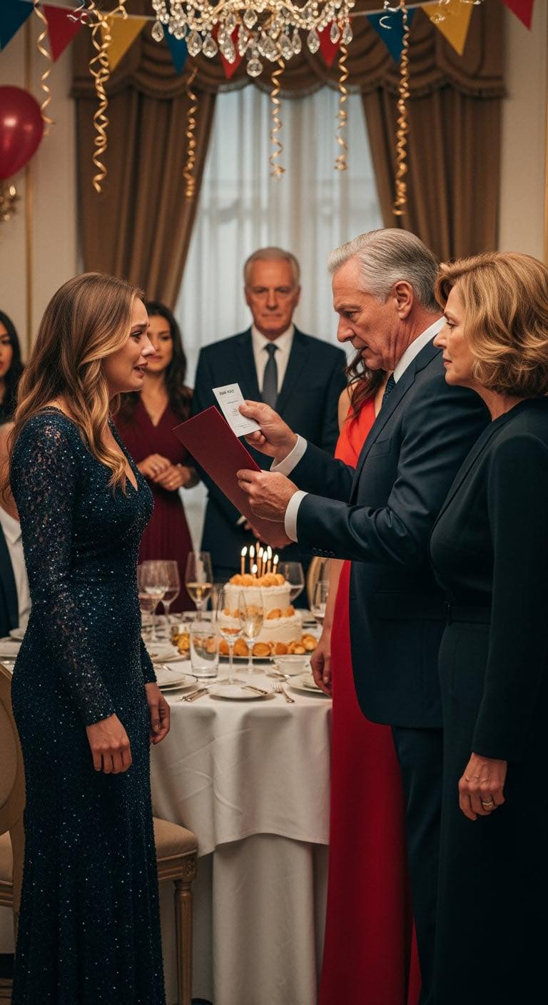 Moi rodzice zorganizowali mi niespodziankę z okazji 30. urodzin. Kiedy weszłam, było tam 75 krewnych, ale nikt się nie uśmiechał. Tata podał mi teczkę: „To wyniki DNA. Nie jesteś nasza. Chcemy zwrotu pieniędzy”. Mama chwyciła moje kluczyki. Wtedy wyszedł obcy człowiek, klaszcząc…