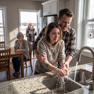 Zjawiłam się w domu mojej córki bez ostrzeżenia – i to, co zobaczyłam, zmroziło mnie do szpiku kości. Jej teściowa i mąż wygodnie siedzieli przy stole, jedząc i śmiejąc się… podczas gdy moja córka stała przy zlewie, drżąc i trzęsąc się z zimna, zmywając naczynia w milczeniu. Wtedy to usłyszałam. Jej mąż chwycił talerz i warknął: „Przestań – przynieś więcej jedzenia!”. Jakby w ogóle nie była człowiekiem. Nie sprzeciwiłam się. Nie podniosłam głosu. Wyszłam na zewnątrz i wykonałam jeden cichy telefon. Pięć minut później… wszystko się zmieniło.