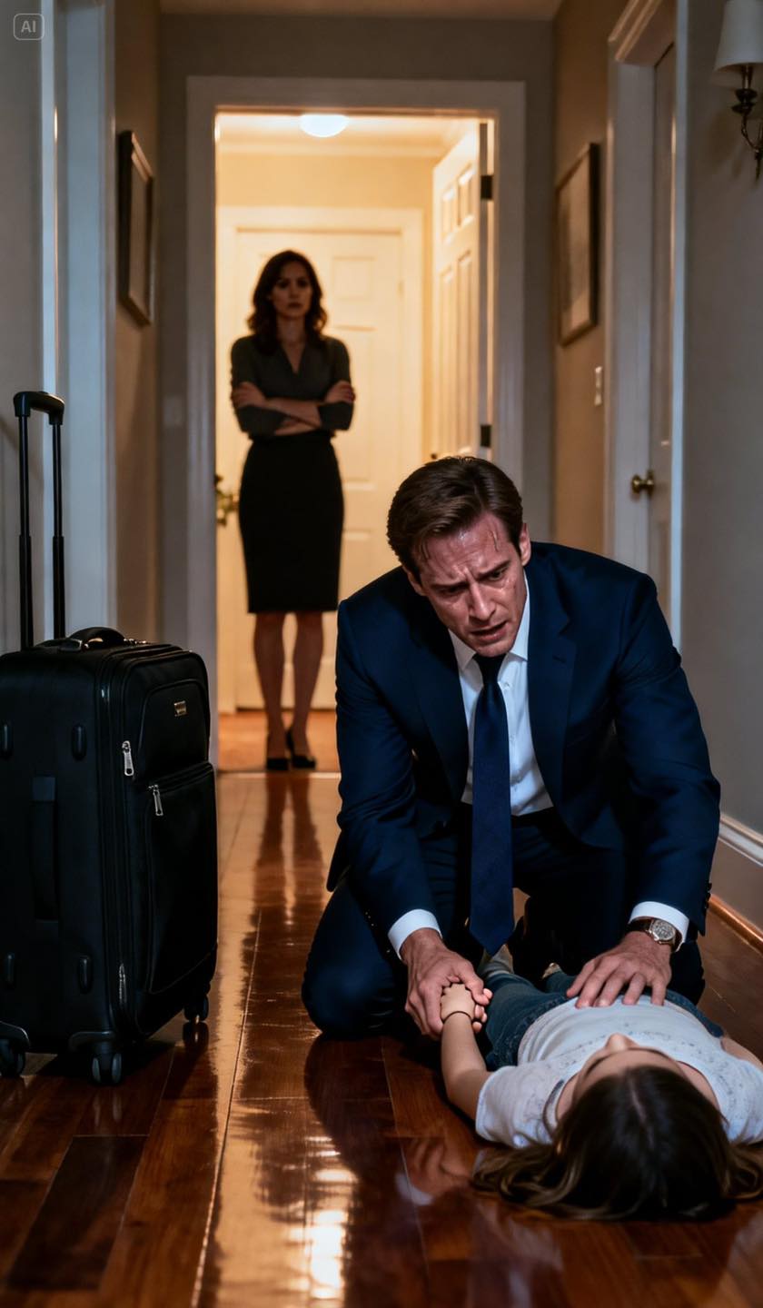 Kiedy wróciłem z podróży służbowej, zastałem moją córkę nieprzytomną przy drzwiach. Żona wzruszyła ramionami i powiedziała, że ​​„właśnie ją ukarała”. Wezwałem karetkę. Ale kiedy ratownik medyczny zobaczył moją żonę, zbladł i wyszeptał: „Proszę pana… czy to naprawdę pańska żona? Bo tak naprawdę…”