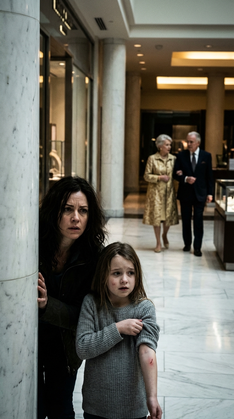 Moja 11-letnia córka szarpnęła mnie za filar w centrum handlowym. „Nie ruszaj się” – wyszeptała. Wyjrzałam i ZAMROZIŁAM. Moja teściowa, która podobno porusza się przy balkoniku i ma demencję, paradowała w szpilkach z moim mężem. Kiedy córka pokazała mi siniaka po swojej „słabej” babci, zrozumiałam ich okrutną grę. Wróciłam do domu, milczałam i zaczęłam działać. Następnego ranka zbladli…