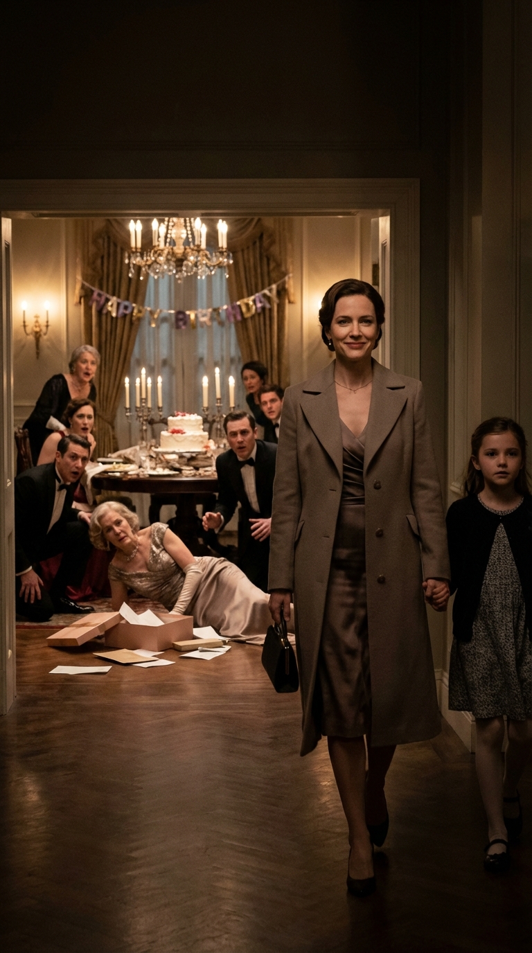 „Twoja córka nie jest zaproszona na moje urodziny” – powiedziała mama podczas rodzinnego obiadu. Moja dwunastolatka po prostu siedziała jak sparaliżowana, podczas gdy wszyscy zachowywali się, jakby to było normalne. Więc ja też nie poszłam. Zamiast tego wysłałam jej prezent. Otworzyła go i zbladła. Tata wyszeptał: „Co zrobiłaś?”