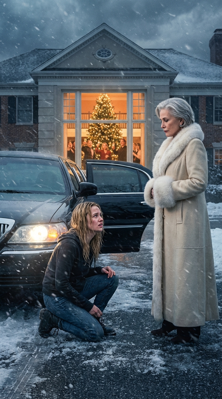 W Wigilię było -12°C. Tata zamknął mnie na śniegu za „odpyskowywanie” przy kolacji. Patrzyłem przez okno, jak otwierają prezenty. Nagle podjechała czarna limuzyna. Wysiadła z niej moja babcia-miliarderka. Zobaczyła, że ​​drżę, spojrzała na dom i powiedziała jedno słowo: „Zburzyć”.