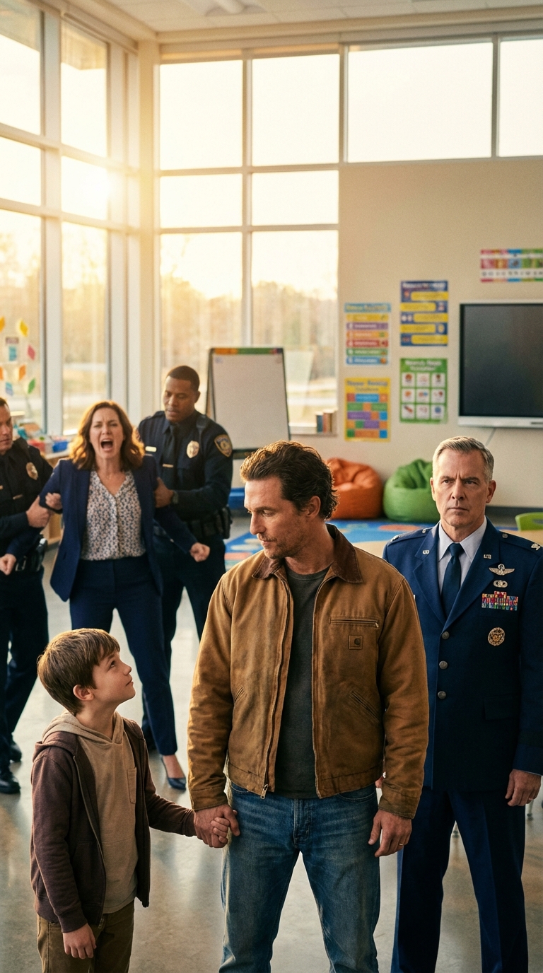 Nigdy nie powiedziałem nauczycielce mojego syna, że ​​„brudny robotnik”, z którego się naśmiewała, był najlepszym przyjacielem pułkownika policji. Rzuciła plecak mojego syna na podłogę, żądając 500 dolarów w gotówce, żeby „oddalić mu zarzut kradzieży”. Myślała, że ​​spanikuję. Zamiast tego wyciągnąłem telefon i powiedziałem: „Przestrzegajmy prawa”. Uśmiechnęła się ironicznie i zadzwoniła na komisariat. Ale kiedy sam pułkownik wszedł i zażądał nagrania z monitoringu, jej uśmiech zniknął. Cofnął taśmę do 10:14, wskazał na szczegół w rogu ekranu i zadał jedno przerażające pytanie, od którego ugięły się pod nią kolana.