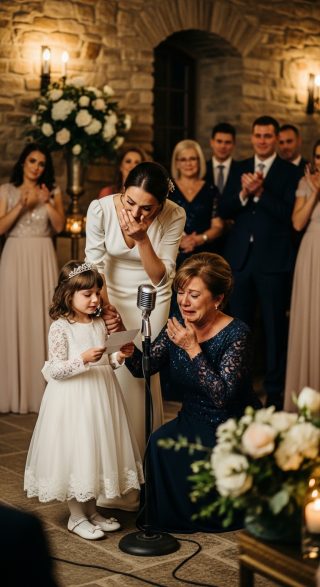 Na ślubie moja teściowa chwyciła mikrofon, szydząc złośliwie: „On zasługuje na nieskazitelną kobietę, a nie samotną matkę ciągnącą swój bagaż!”. W sali zapadła grobowa cisza. Stałam jak sparaliżowana ze wstydu, dopóki moja ośmioletnia córka, Ivy, nie weszła na scenę. „Tata kazał mi to przeczytać na głos, jeśli byłaś niemiła dla mamy” – oznajmiła, unosząc czarną kopertę. Kiedy rozerwała kopertę, twarz mojej teściowej pobladła śmiertelnie, zdając sobie sprawę, że jej najciemniejszy sekret jest o kilka sekund od ujawnienia światu…