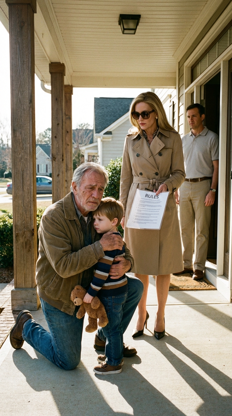 Przywiozłem pluszowego misia, żeby zobaczyć mojego wnuka Noaha. Synowa wręczyła mi zalaminowaną listę zasad: „Tylko w soboty. Dwie godziny. Żadnych nieautoryzowanych prezentów”. Po czym dodała: „Jeśli chcesz mieć dostęp, to 800 dolarów miesięcznie”. Nie sprzeciwiałem się. Nie podnosiłem głosu. Kilka tygodni później wręczyłem synowi kopertę. Prawdziwa historia – kiedy ją otworzył, zbladł.