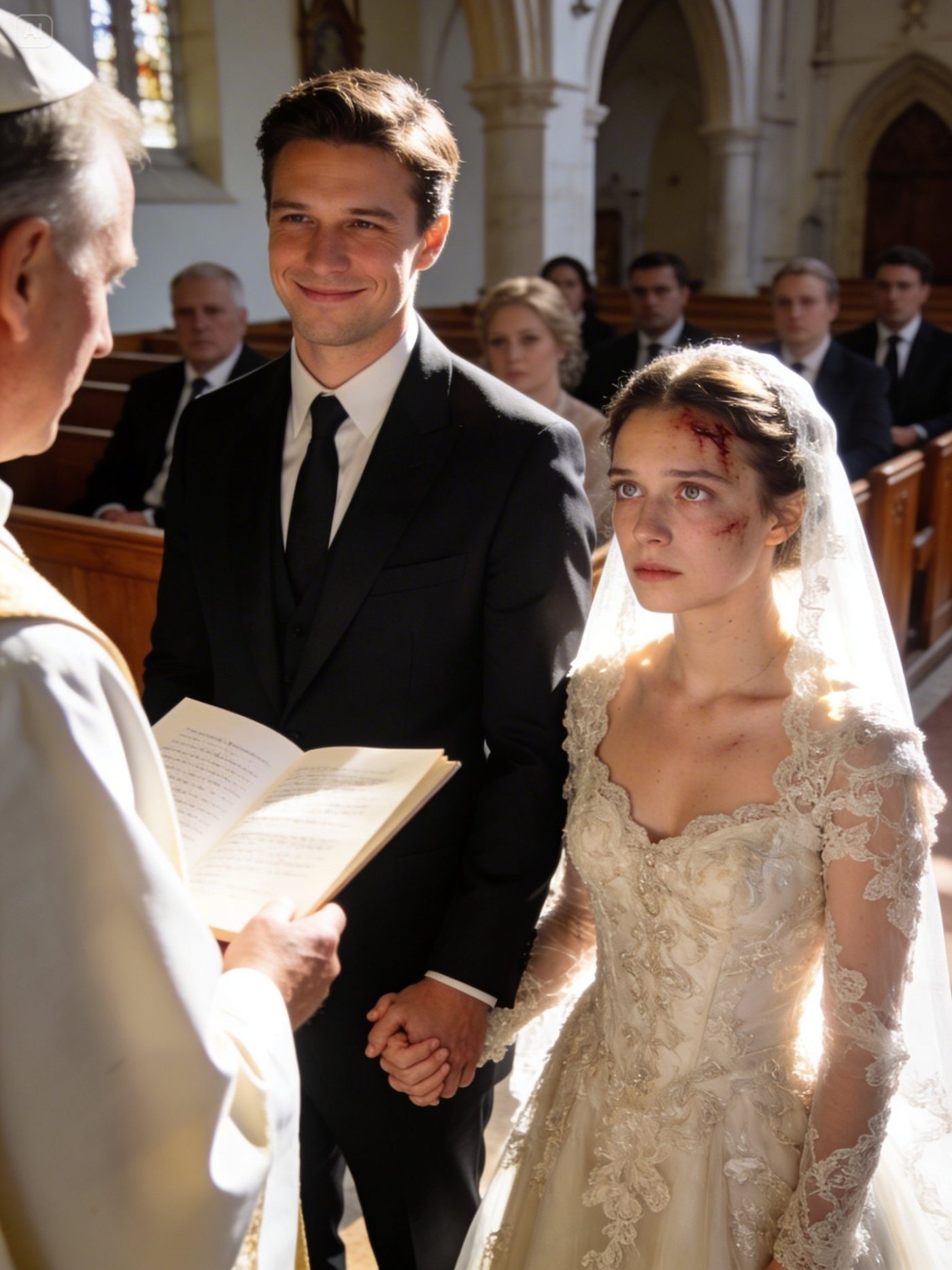 W dniu mojego ślubu pojawiłam się z siniakiem pod okiem. Mój narzeczony stał obok mnie… i kiedy zobaczył moją mamę, uśmiechnął się. Potem powiedział: „To po to, żeby się uczyła”. Wszyscy w sali się roześmiali. A potem zrobiłam coś, co ich wszystkich zszokowało…