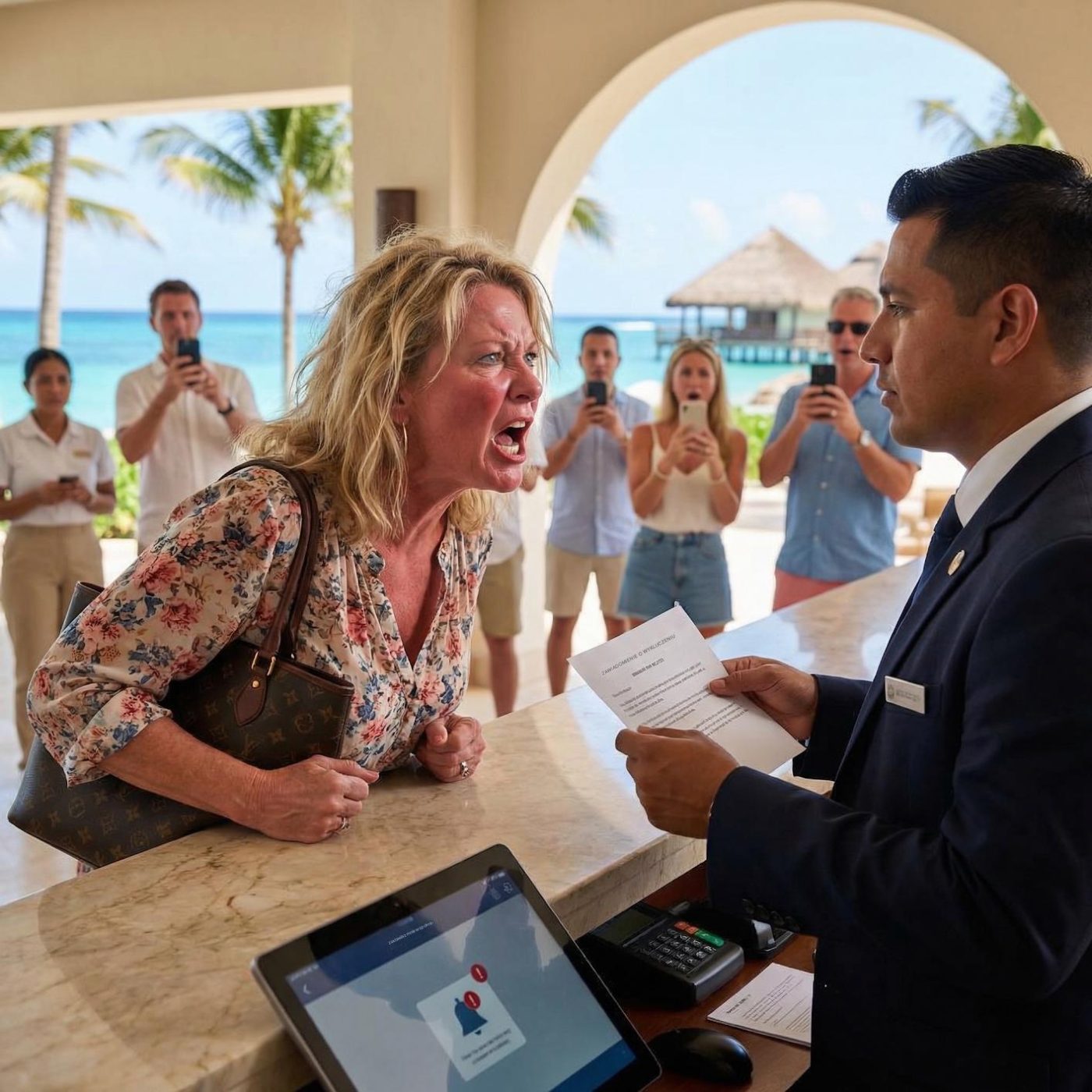 Dwadzieścia par oczu patrzyło, jak moja teściowa wyklucza mnie z rodzinnej wycieczki na Malediwy. „Dziewczyna od kawy taka jak ty nie zasługuje na luksus” – uśmiechnęła się. Nie sprzeciwiłem się. Po prostu stałem tam, gdy ich prywatny odrzutowiec zniknął w chmurach. Potem odsunąłem się, cicho zadzwoniłem i poprosiłem o jedną rzecz. Zanim dotarła do raju, drzwi już się nie otwierały, personel już nie słuchał… a jej wymarzone wakacje już się rozpadały.