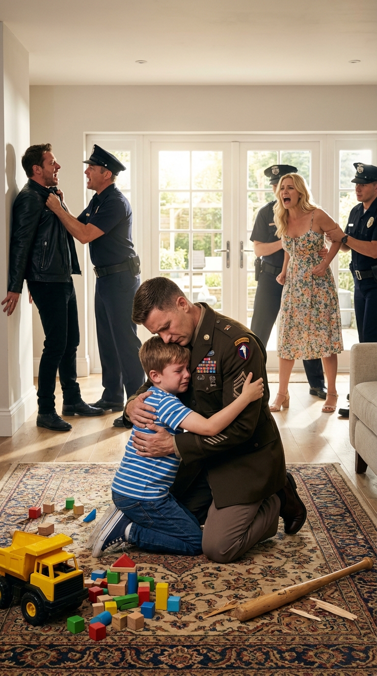 Mój czteroletni syn zadzwonił do mnie z domu swojej matki, szlochając: „Tato, chłopak mamy właśnie uderzył mnie kijem baseballowym”. Byłem uwięziony dwadzieścia minut drogi stąd, bezradnie słuchając, jak ten mężczyzna się śmieje, a mój synek szlocha na podłodze. Zadzwoniłem więc do jedynej osoby, która mogła dotrzeć pierwsza: mojego byłego kolegi z oddziału po drugiej stronie ulicy. Myślał, że skrzywdzi bezbronne dziecko i ujdzie mu to na sucho. Nie miał pojęcia, że ​​właśnie rozpalił gniew człowieka, który kiedyś uratował mi życie.