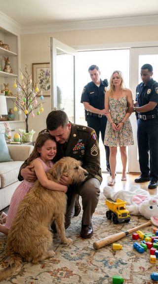 Wróciłem z wojska akurat na Wielkanoc, żeby zaskoczyć córkę w moim kostiumie Zajączka Wielkanocnego. Ale stojąc za drzwiami, usłyszałem warczenie mojej nowej żony: „Jeśli ośmielisz się powiedzieć tacie o tych siniakach na plecach, zrobię z twoim psem to samo, co z twoją mamą”. Moja córka szlochała: „Tata ci nie uwierzy, kocha ciocię”. Wyszedłem, wciąż w masce, i dałem jej wyjątkowy wielkanocny „prezent”, który zniszczył całe jej życie.