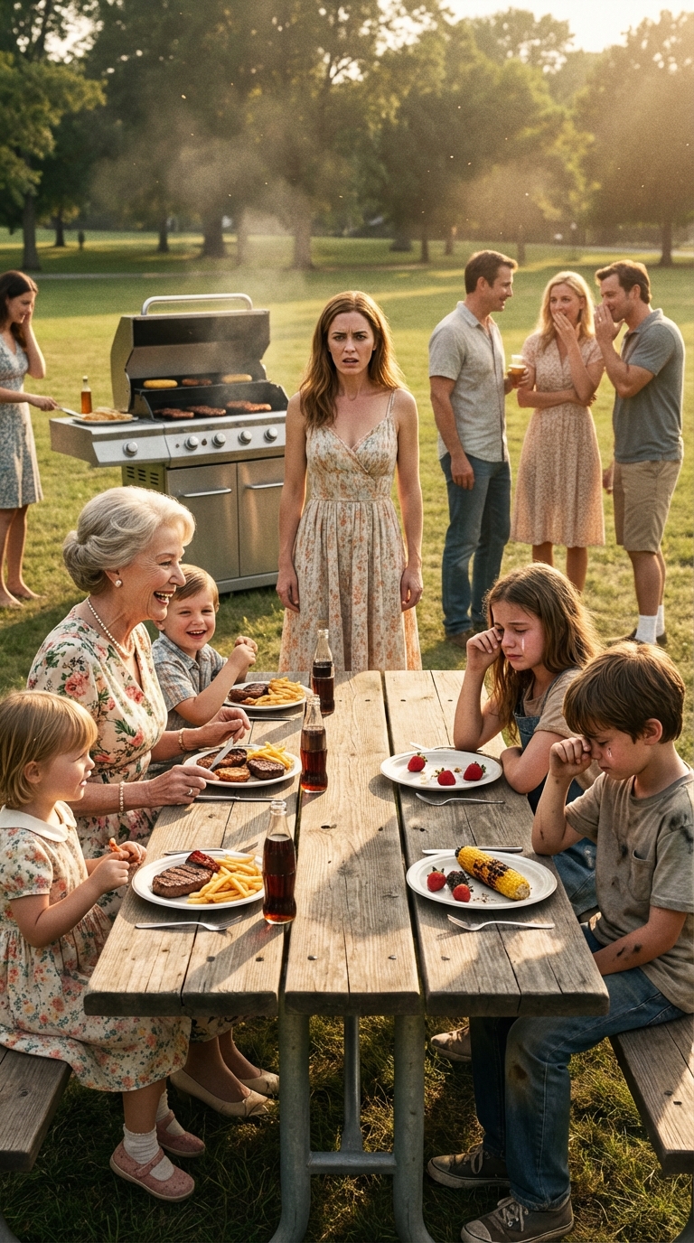 Moja rozpieszczona siostra wyrwała jedzenie z rąk mojego 6-letniego syna podczas naszego rodzinnego grilla, śmiejąc się: „Zostaw trochę dla wnuków, które mają pierwszeństwo”. Moi rodzice nic nie zrobili. Nie wiedzieli, że potajemnie zapłaciłem za całą imprezę i dawałem im 300 dolarów tygodniowo. Nie krzyczałem. Po prostu spakowałem całe surowe mięso do worków na śmieci, pojechałem do domu i kliknąłem „Zamknij konto”. Kiedy ich karty zaczęły odrzucać…