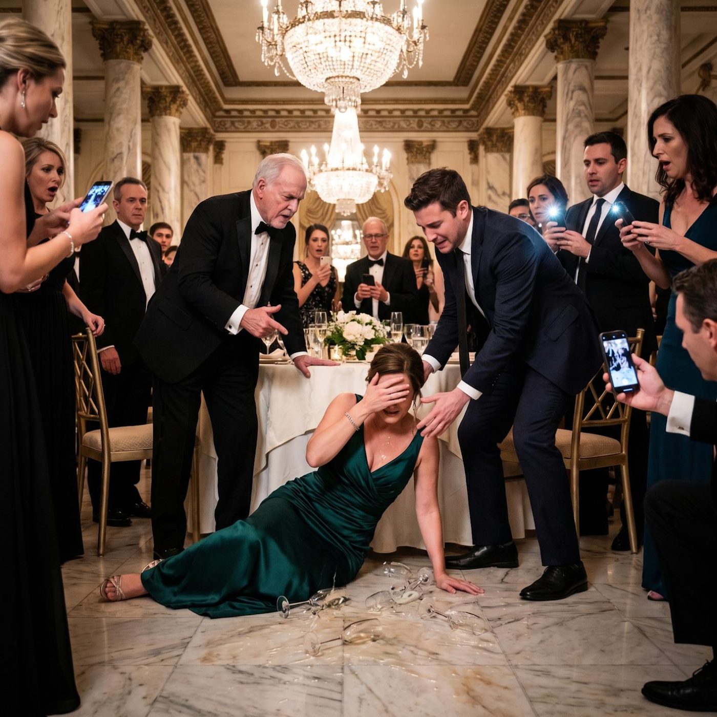 „Oddaj swoje 200 tysięcy dolarów bratu albo koniec!” – krzyknął mój ojciec, a jego głos odbił się echem pod żyrandolami mojego przyjęcia zaręczynowego. Goście zamarli, niepewni, czy odwrócić wzrok, czy udawać, że to normalne. Kiedy odmówiłam, nie wahał się ani chwili – jego ręka uderzyła mocno, a ja upadłam na podłogę, krew napłynęła mi do ust, a cisza zaległa w pokoju. Nikt nie wszedł. Nikt go nie powstrzymał. I kiedy tak leżałam, coś stało się boleśnie jasne. Dom, którym tak dumnie się chwalili… nie był jego. Był mój.